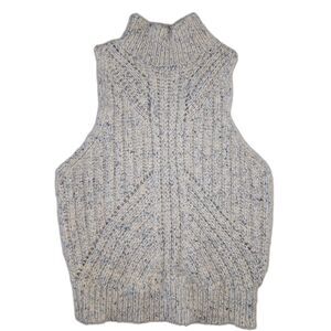 Anthropologie Grey Sleeveless Mock Neck Knit Sweater Vest Sz M